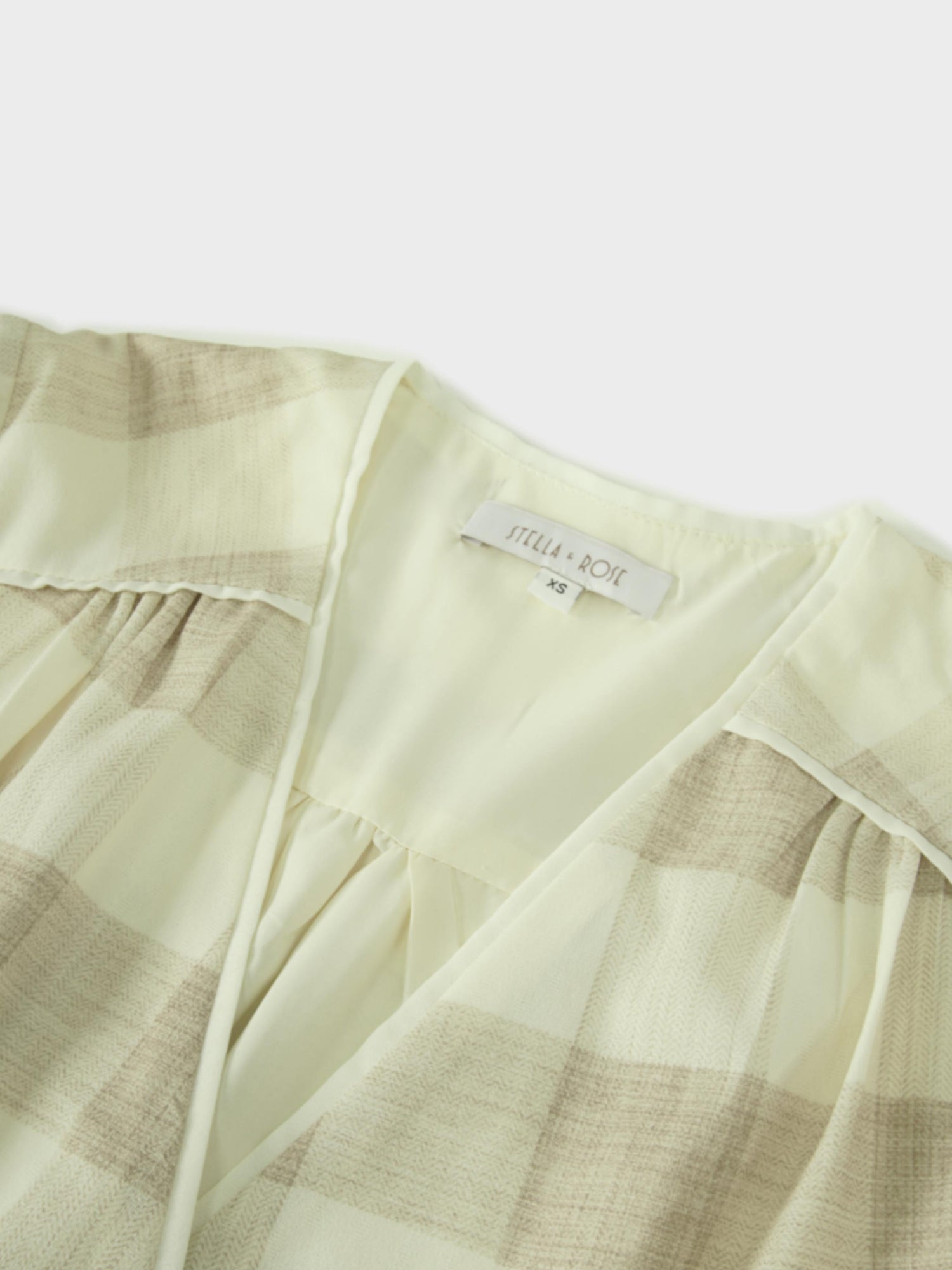 Flutter Sleeve Wrap Dress-Tan Gingham