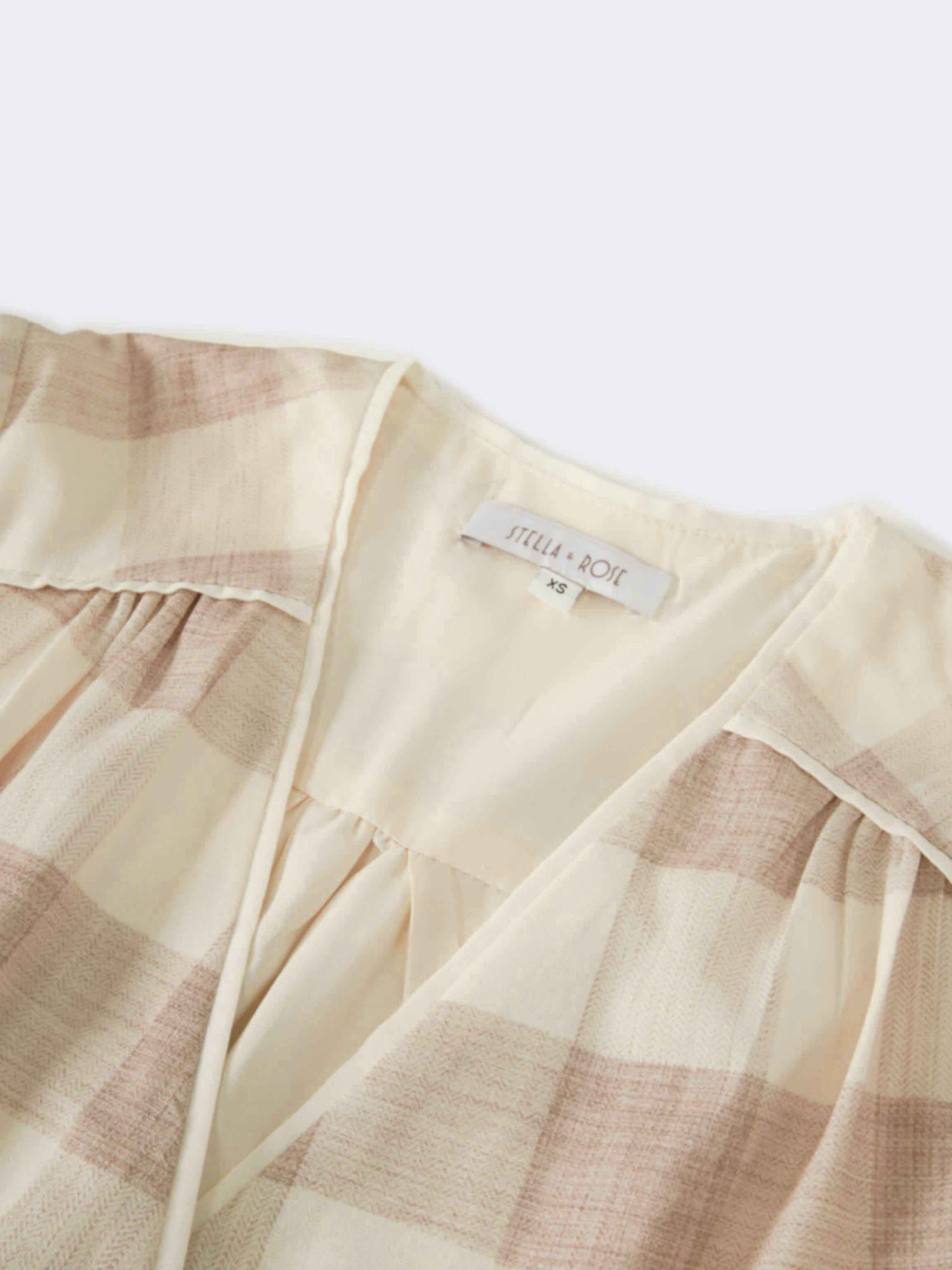 Flutter Sleeve Wrap Dress-Tan Gingham