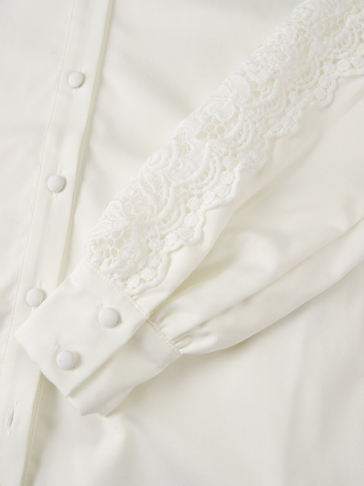 Lace Trim Blouse - White