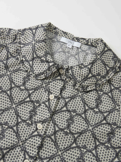 Ruffle Collar Blouse - Heart Design