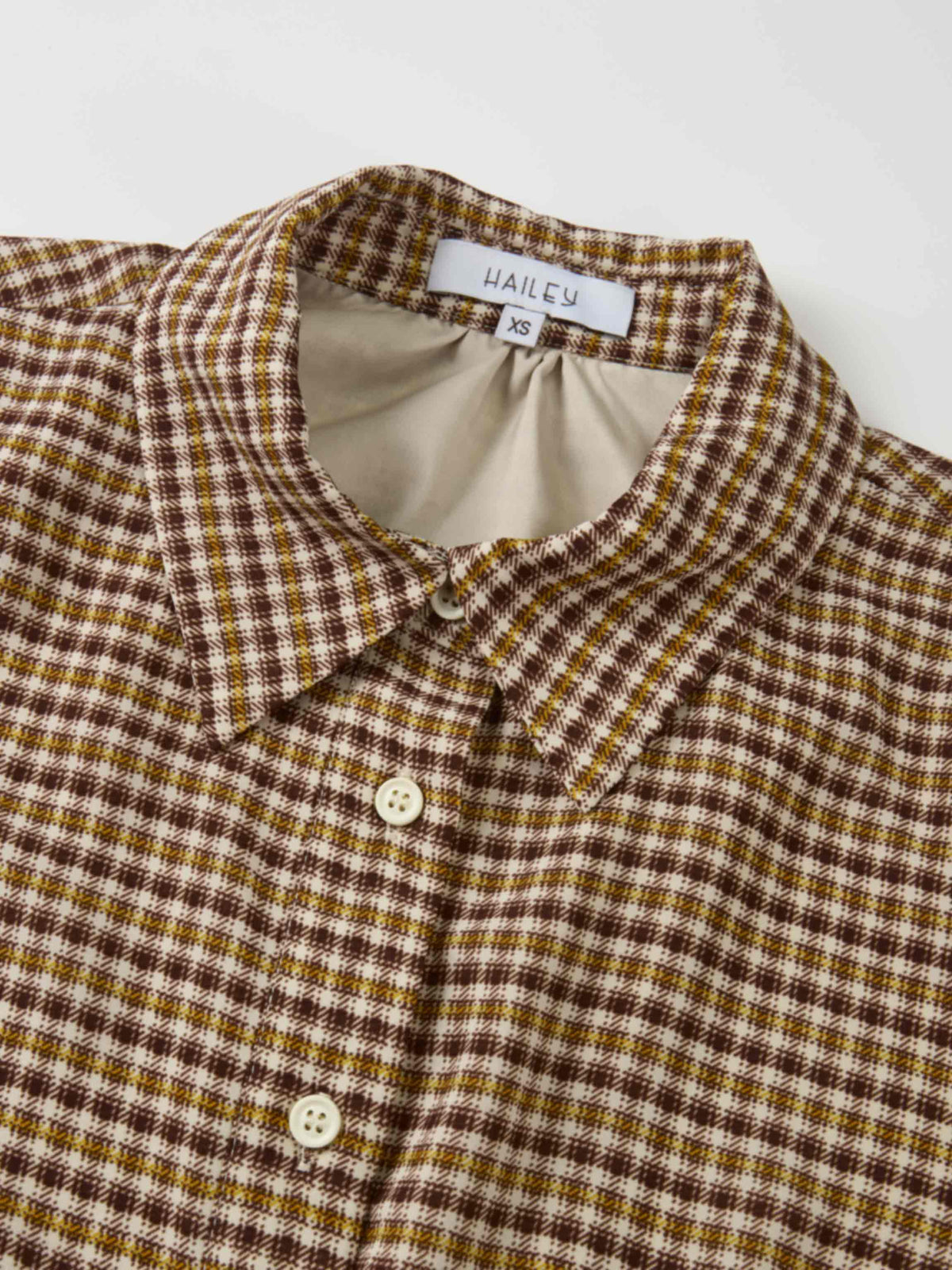 Plaid Button Down Blouse - Brown