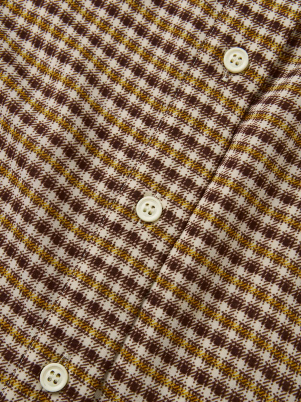 Plaid Button Down Blouse - Brown