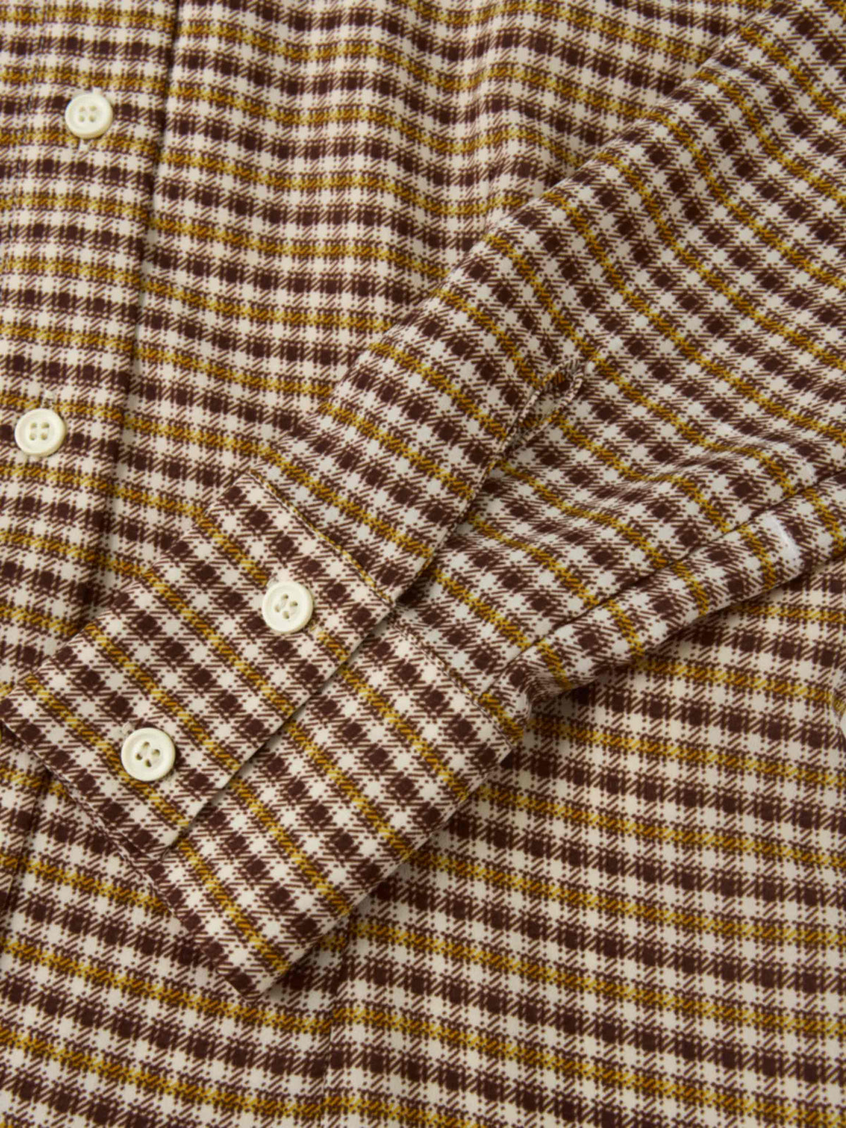 Plaid Button Down Blouse - Brown