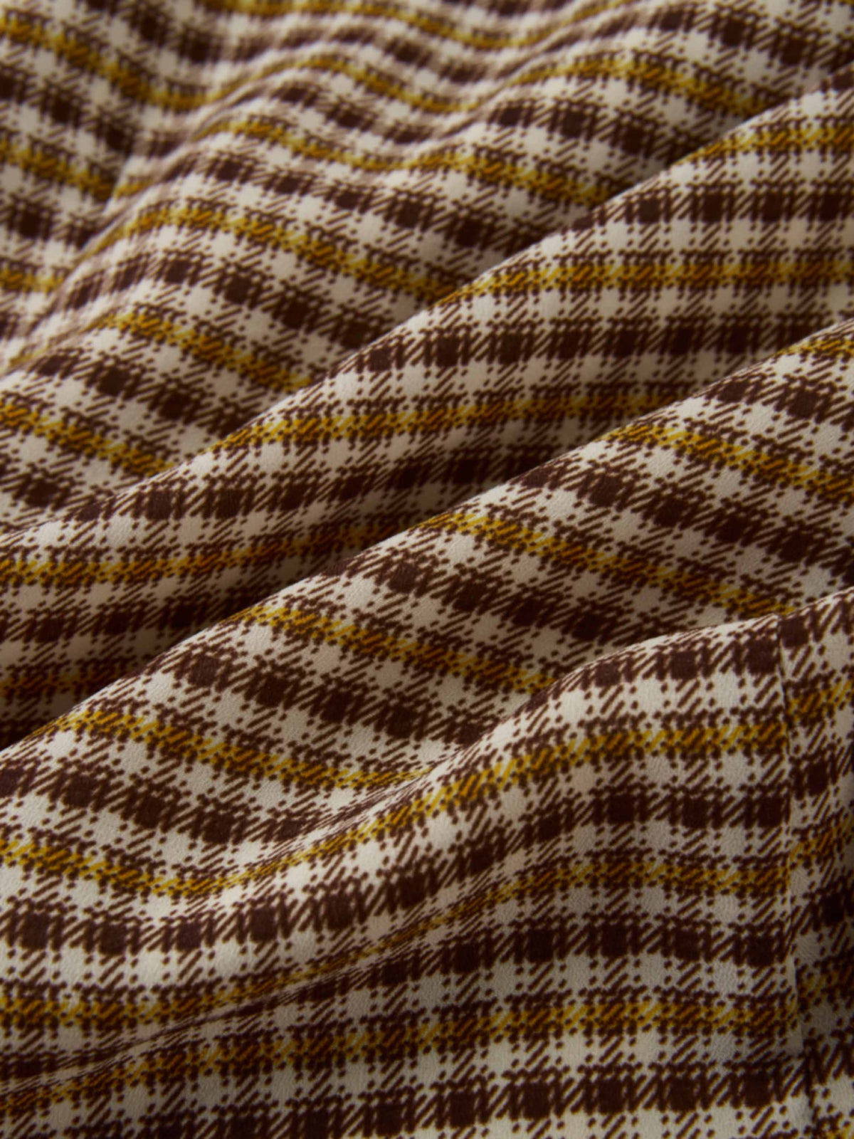 Plaid Button Down Blouse - Brown