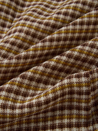 Plaid Button Down Blouse - Brown