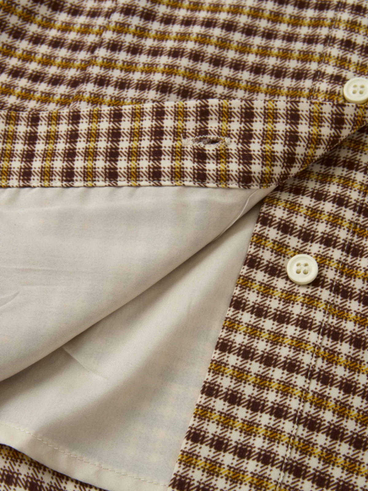 Plaid Button Down Blouse - Brown