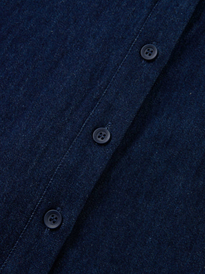 Knit Top Denim Shirt - Blue