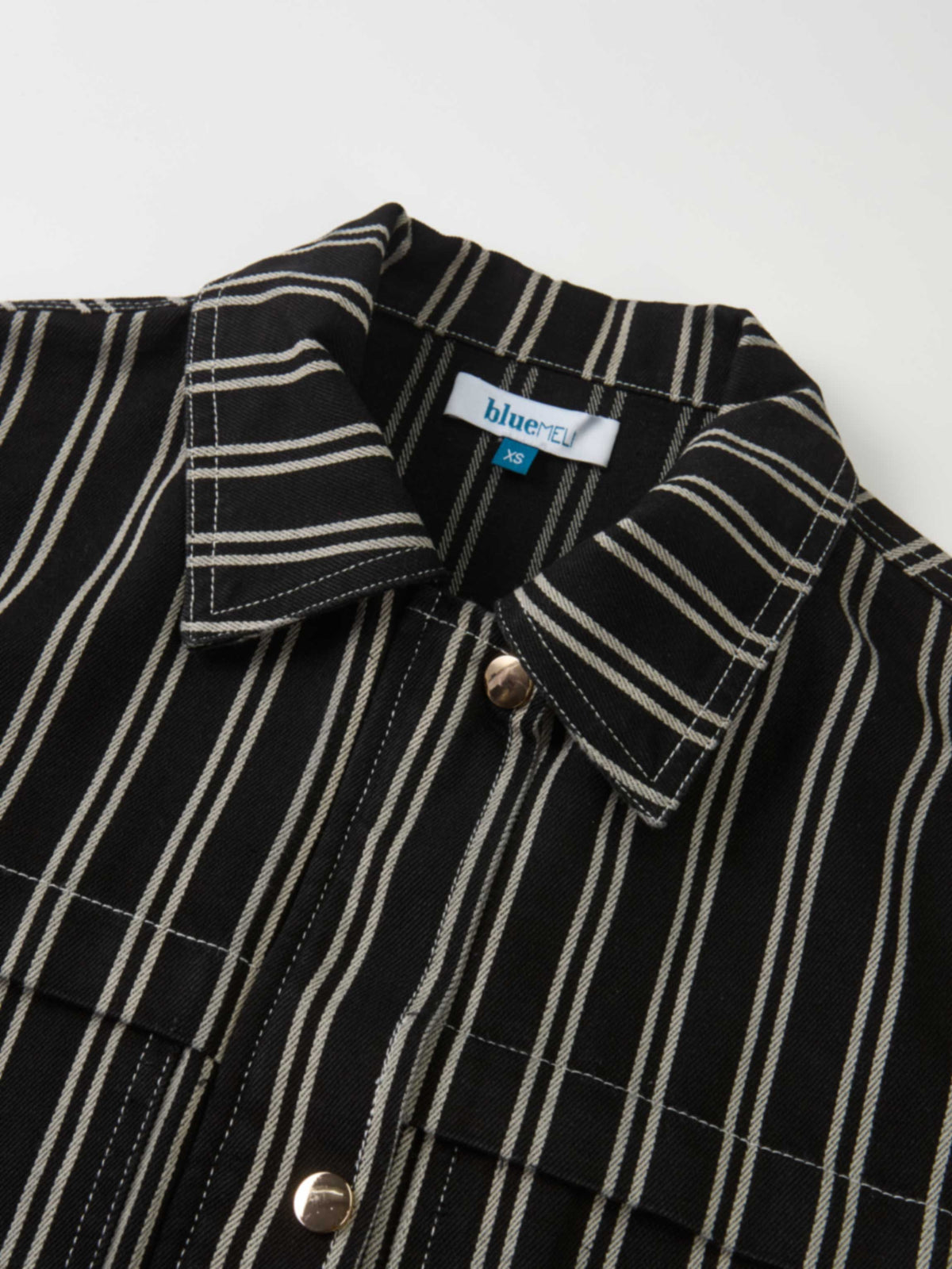 Denim Bomber Jacket - Black/White Stripes
