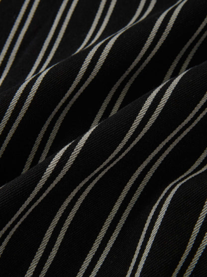 Denim Bomber Jacket - Black/White Stripes