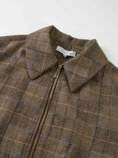 Plaid Bomber Jacket - Brown Plaid