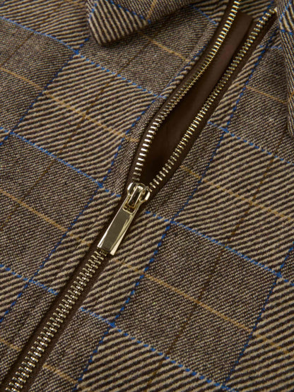 Plaid Bomber Jacket - Brown Plaid