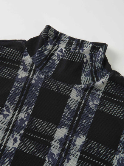 Mesh Plaid Turtleneck - Black Plaid