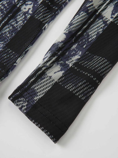 Mesh Plaid Turtleneck - Black Plaid