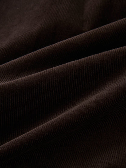Yoke Gathered Curduroy Skirt - Brown