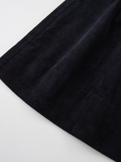 Yoke Gathered Curduroy Skirt - Navy
