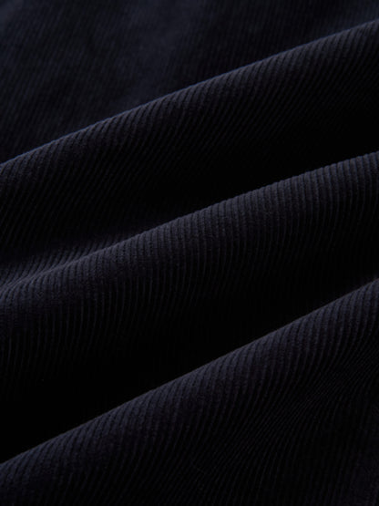 Yoke Gathered Curduroy Skirt - Navy