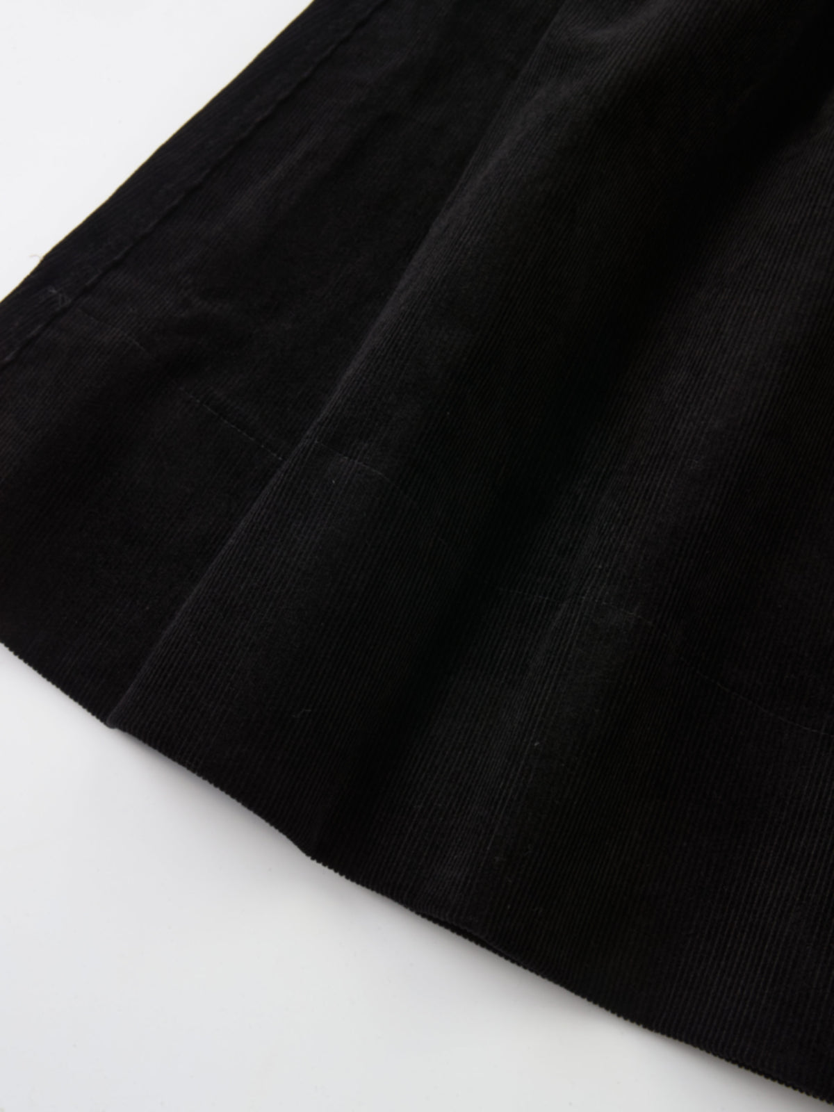 Yoke Gathered Curduroy Skirt - Black