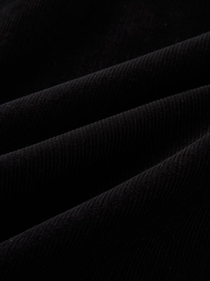 Yoke Gathered Curduroy Skirt - Black