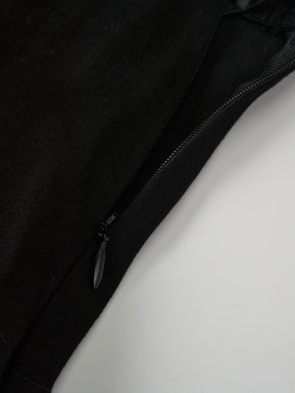 Button Panel Pleated Skirt - Black