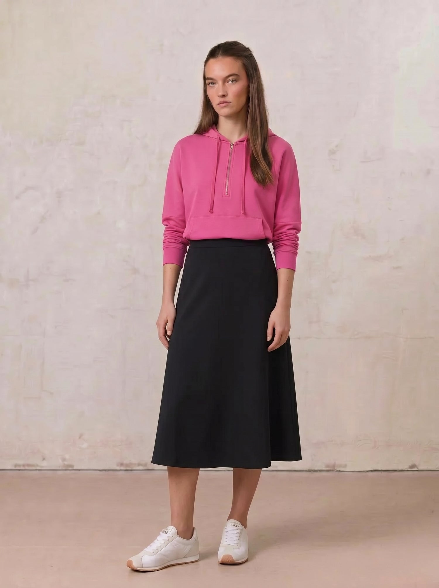 LIGHTWEIGHT 3 PANEL SKIRT-BLACK 25"