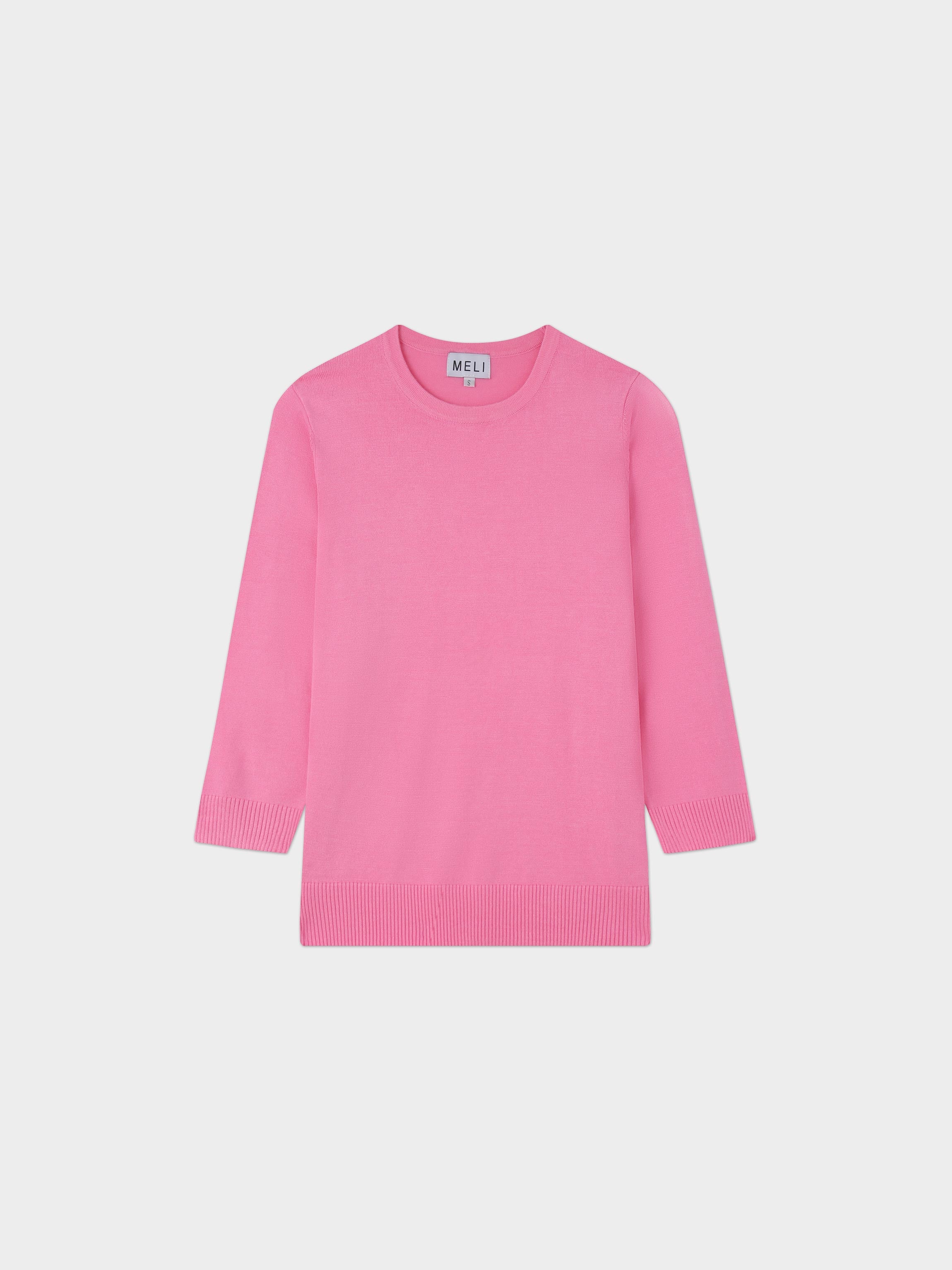 Basic Crew Sweater 3Q-Pink