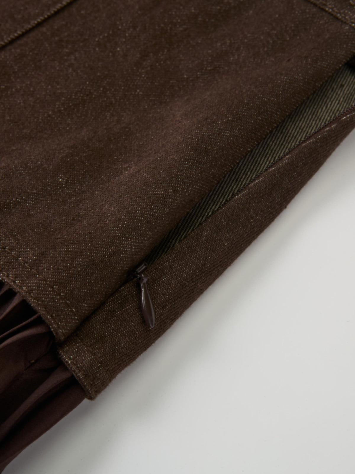 Button Panel Pleated Skirt - Brown