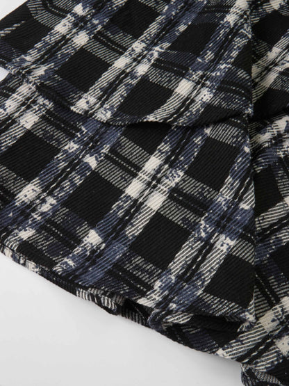 Double Layer Plaid Skirt - Black Plaid