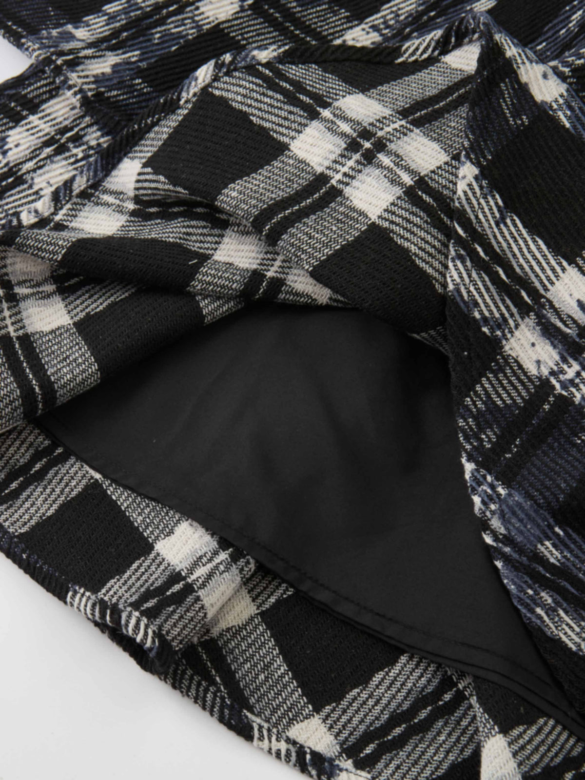 Double Layer Plaid Skirt - Black Plaid