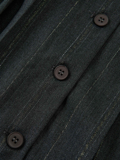Double Buckle Full Maxi Skirt - Grey Pinstripe