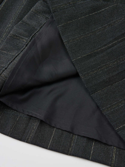 Double Buckle Full Maxi Skirt - Grey Pinstripe
