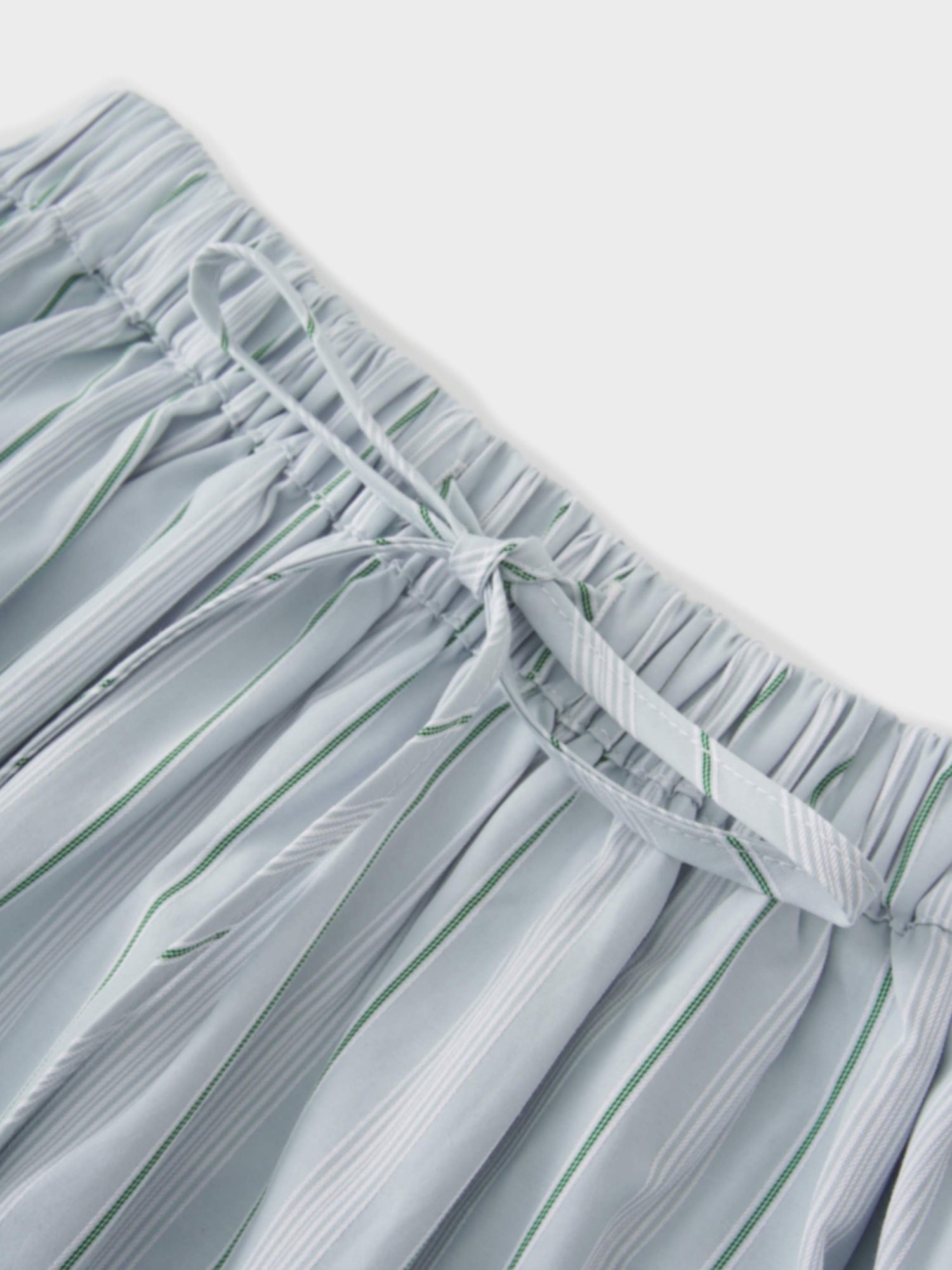 Drawstring Cotton Blend Skirt-Light Blue