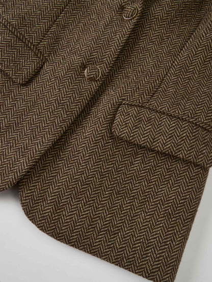 Herringbone Blazer - Brown/Tan
