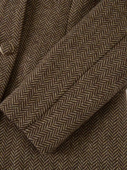 Herringbone Blazer - Brown/Tan