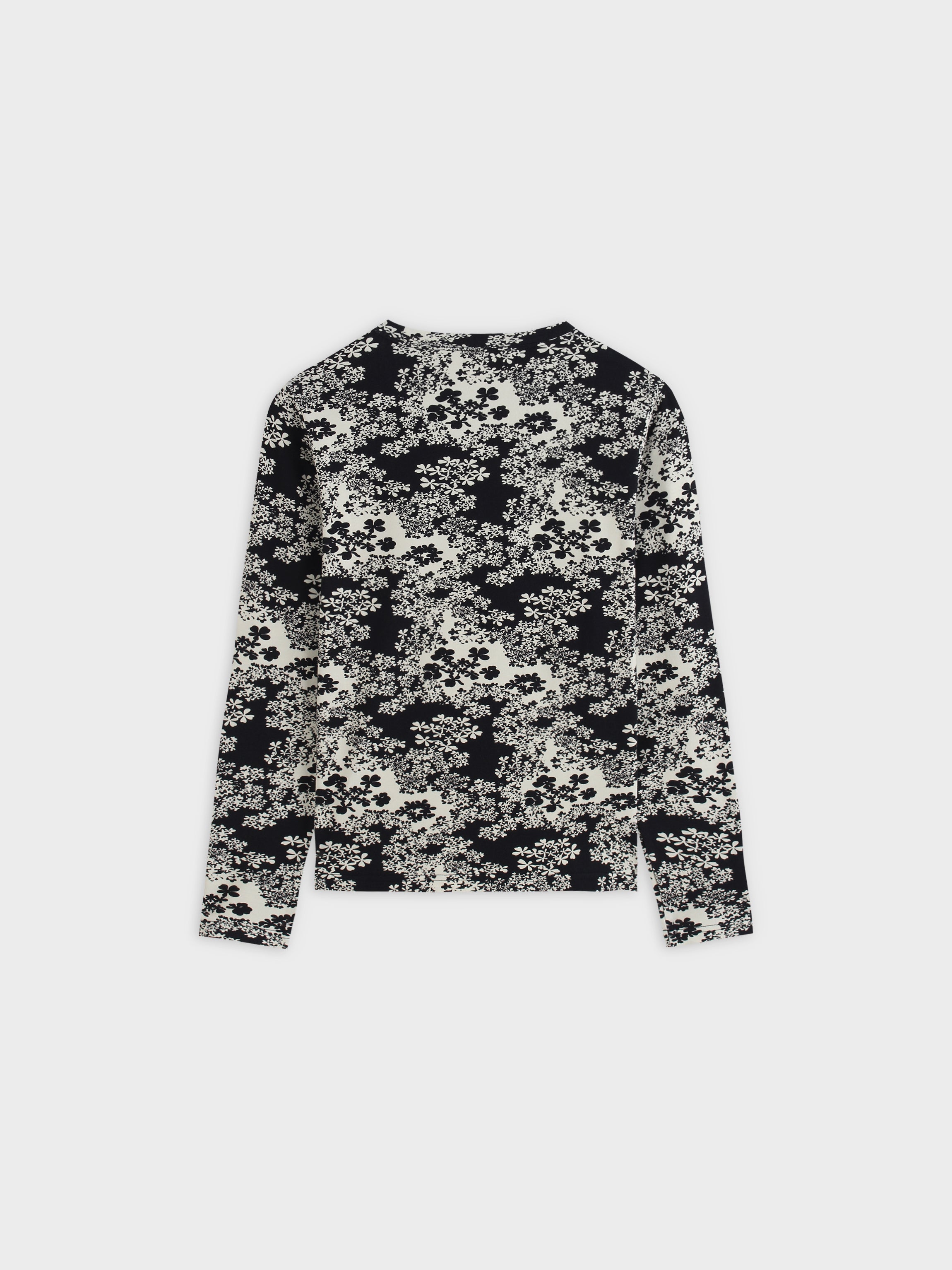 Camiseta Modal Estampada-Negro/Floral Marfil