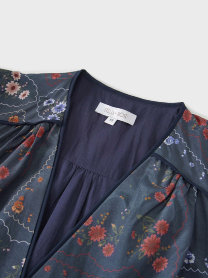 Flutter Sleeve Wrap Dress-Colored Floral