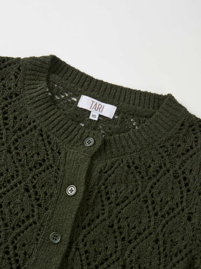 Crochet Cardigan - Olive Green