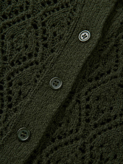 Crochet Cardigan - Olive Green