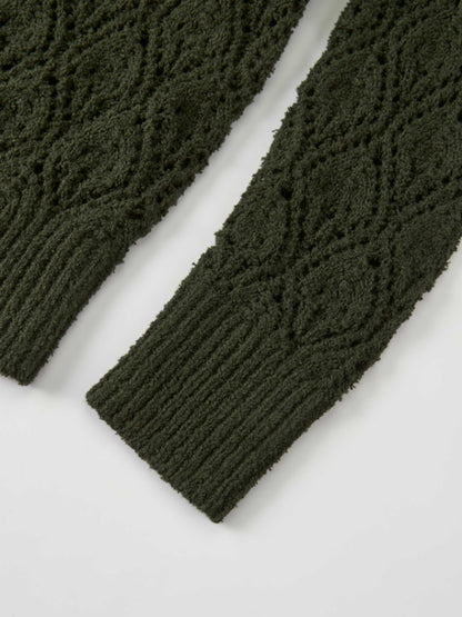 Crochet Cardigan - Olive Green