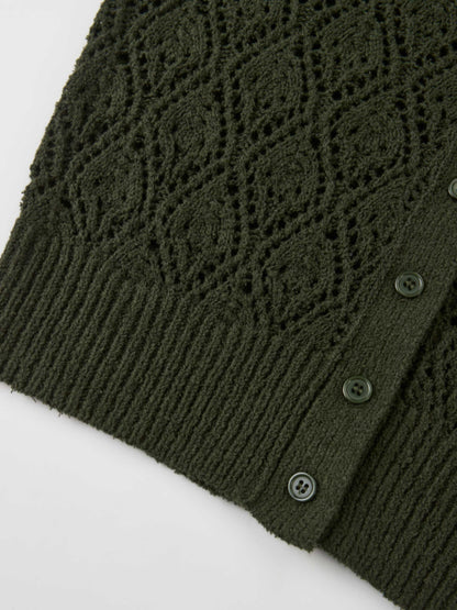 Crochet Cardigan - Olive Green