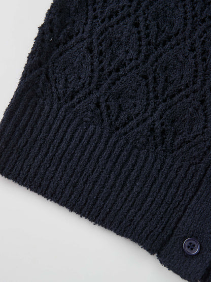 Crochet Cardigan - Navy Blue