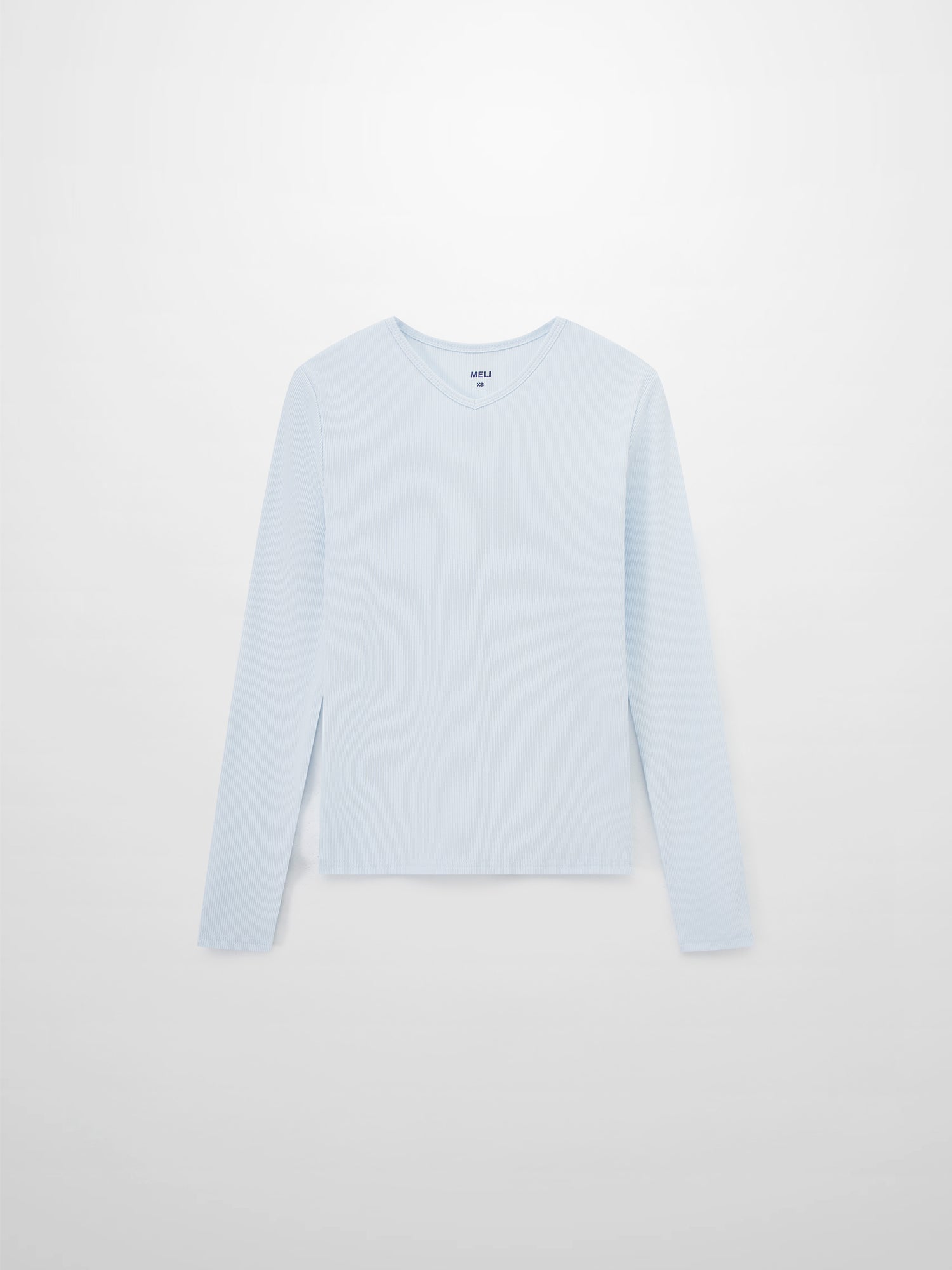 Soft Ribbed High V Tee-Light Blue