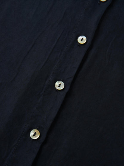 Cupro Button Down Blouse - Navy