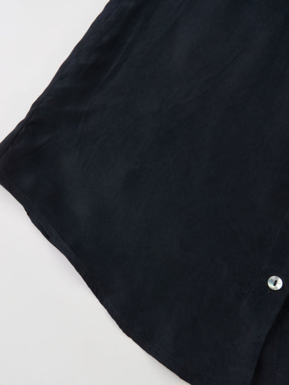 Cupro Button Down Blouse - Navy