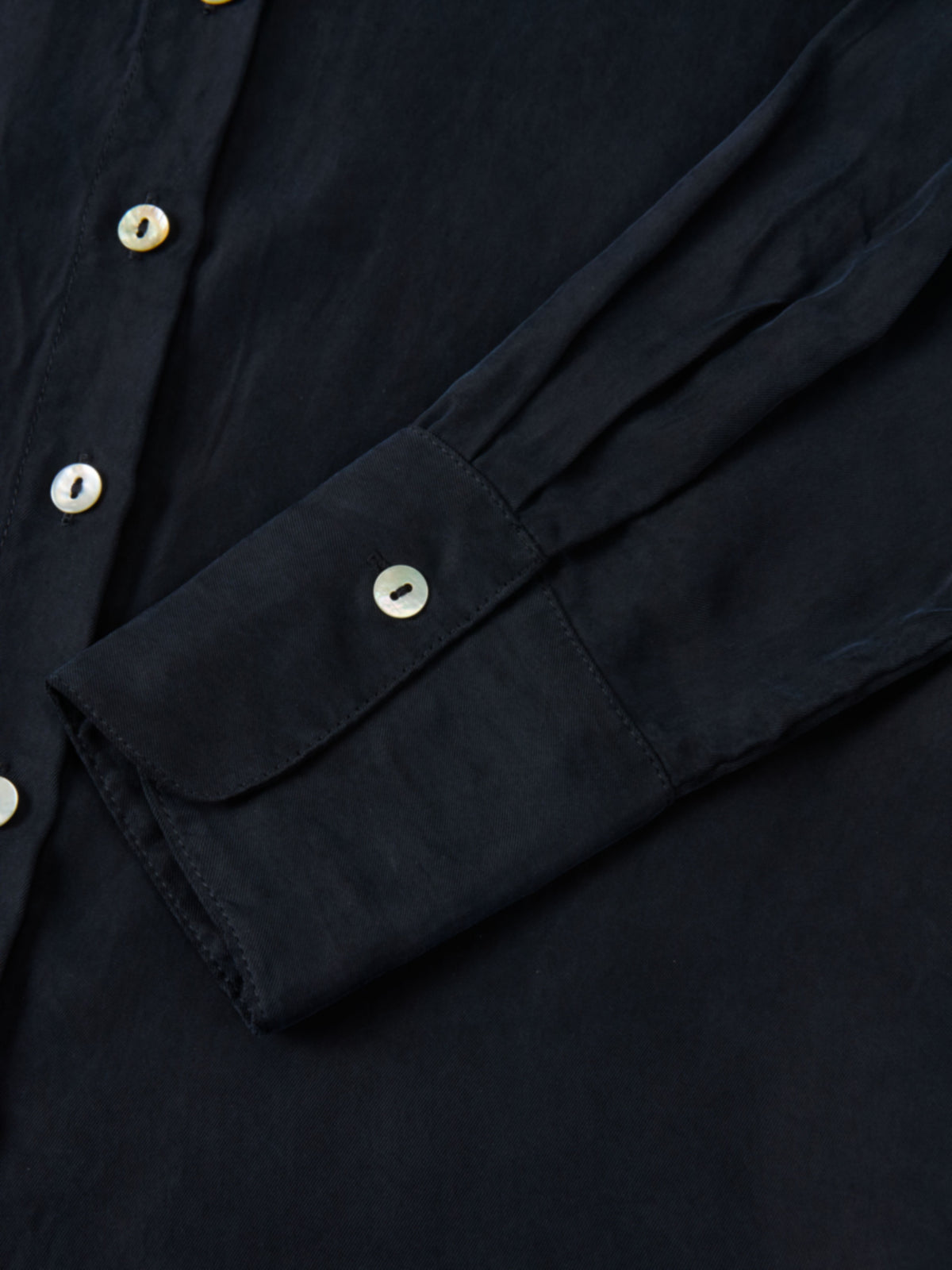Cupro Button Down Blouse - Navy