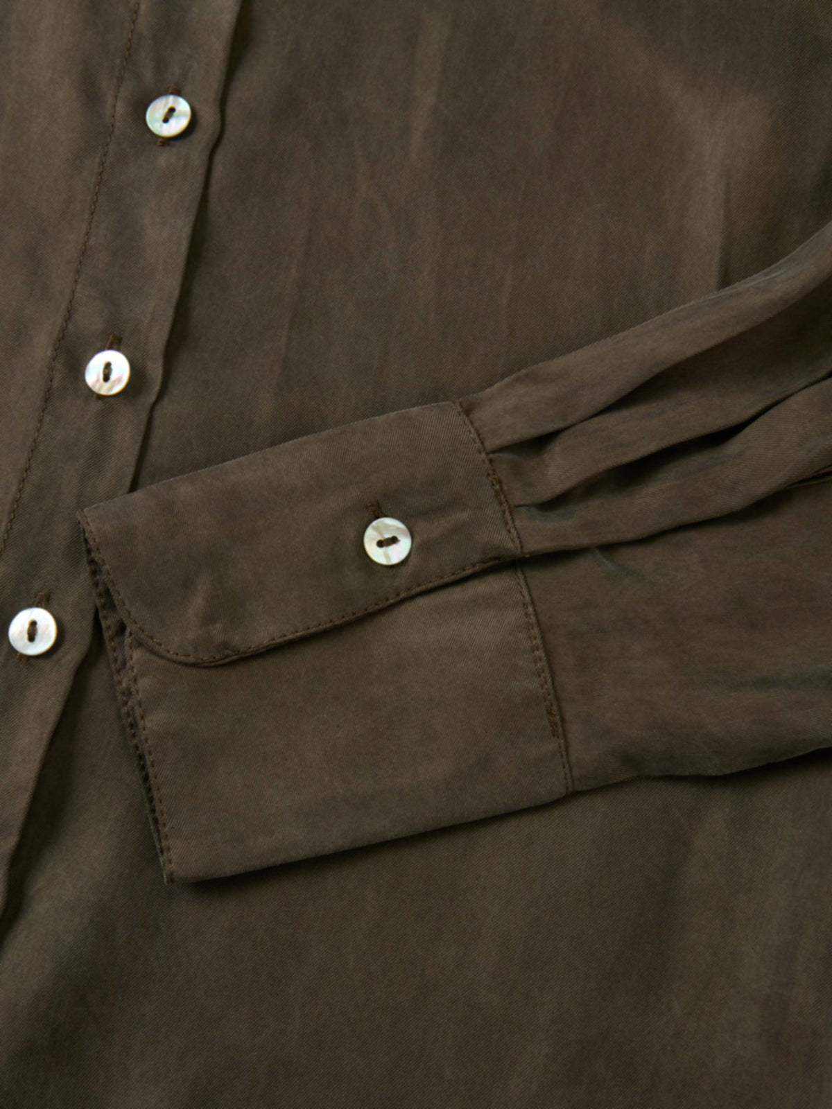 Cupro Button Down Blouse - Olive
