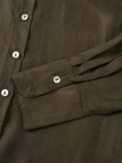 Cupro Button Down Blouse - Olive