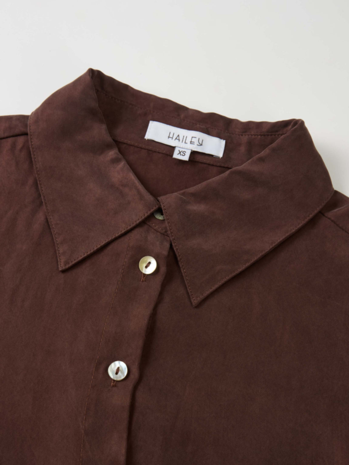 Cupro Button Down Blouse - Brown