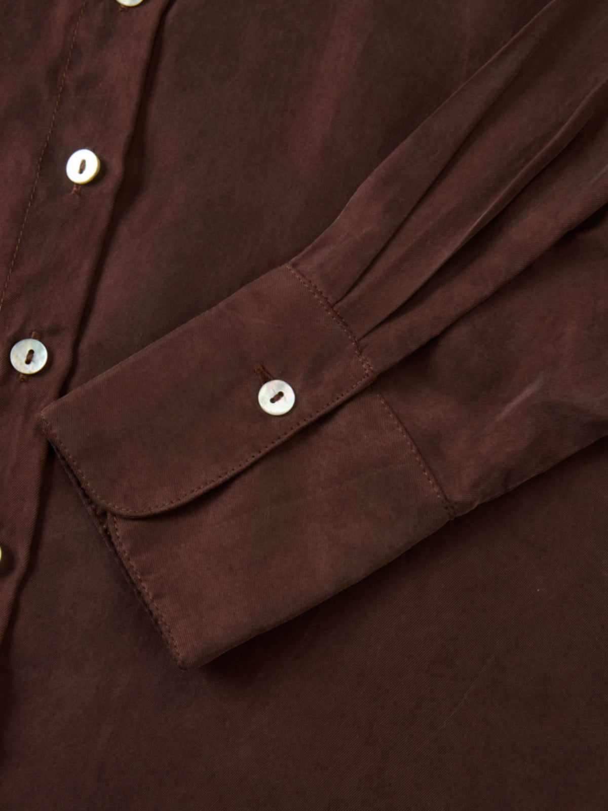Cupro Button Down Blouse - Brown