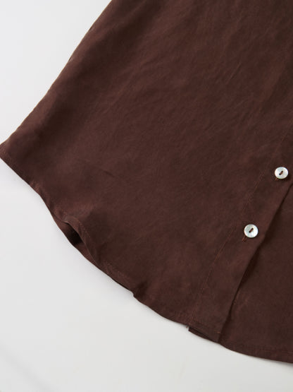 Cupro Button Down Blouse - Brown