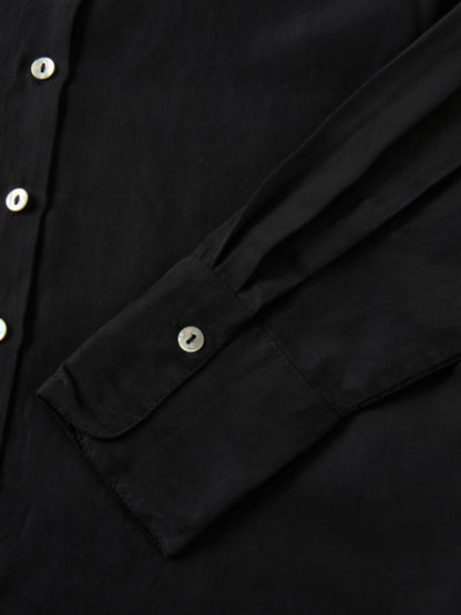 Cupro Button Down Blouse - Black